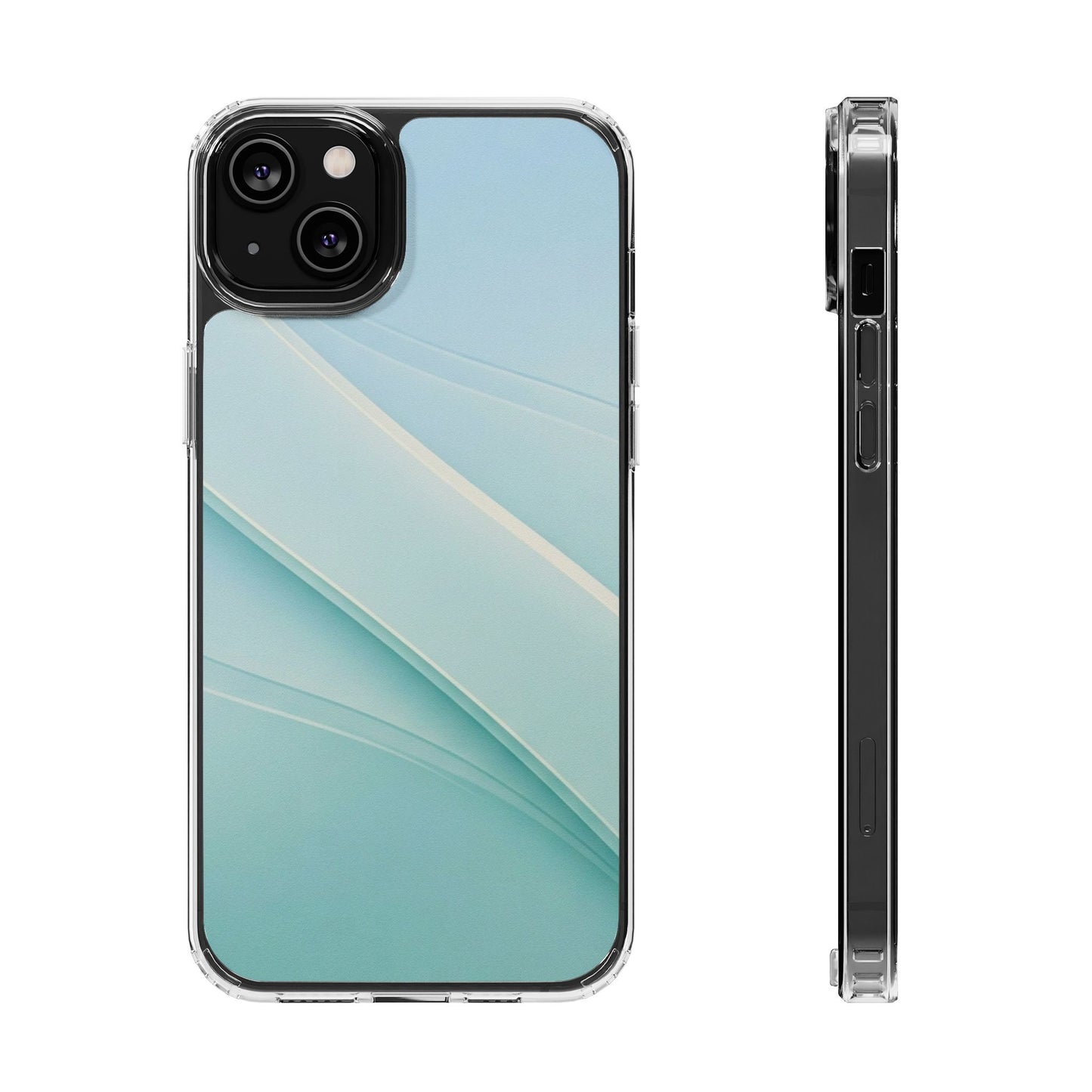 Ethereal Aqua Waves Clear Case - MagSafe Compatible Minimalist Cover
