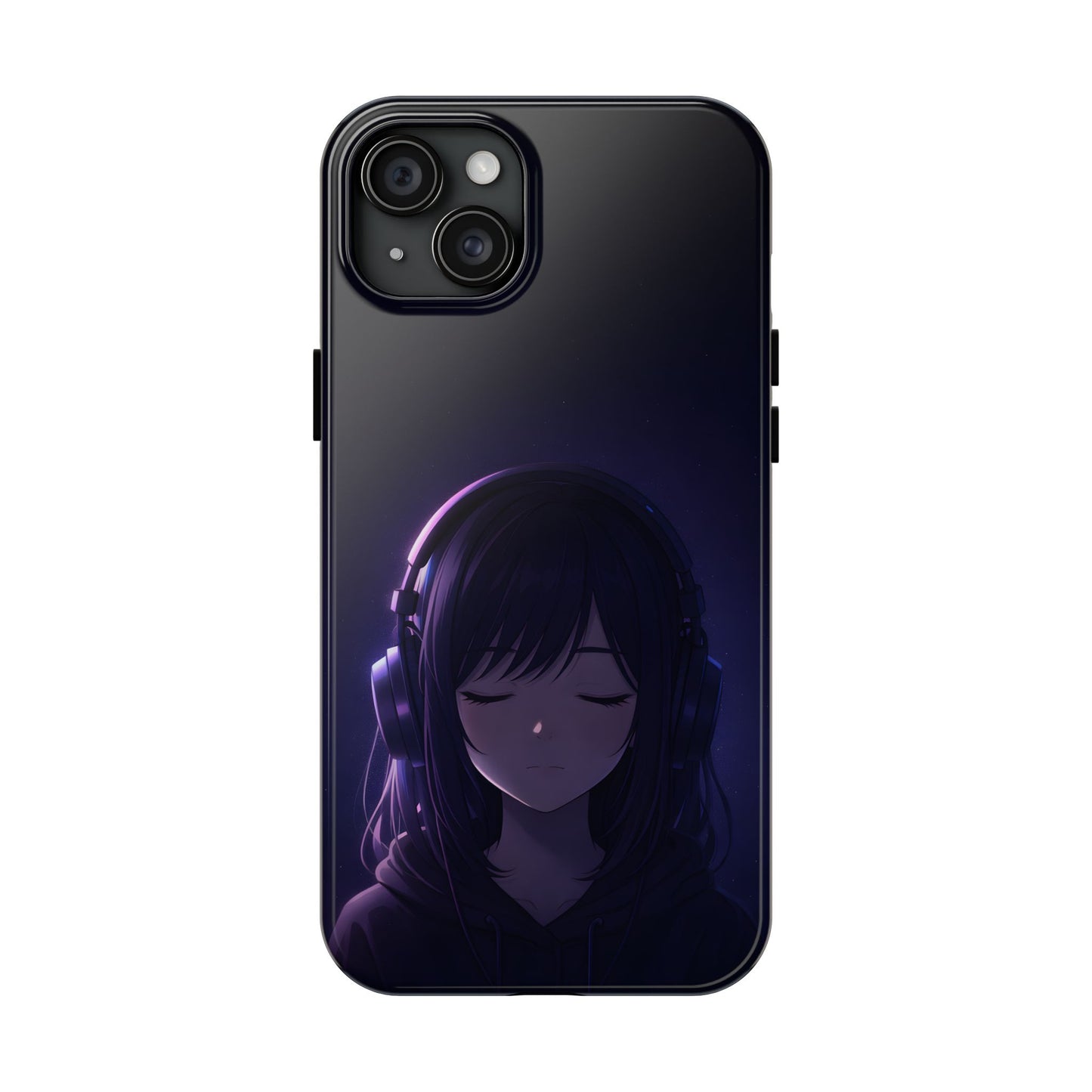 Midnight Lofi Anime Girl Tough Case - Deep Purple Music Cover for iPhone & Samsung