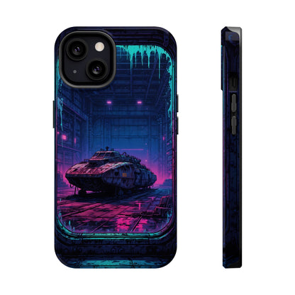 Cyberpunk Garage: Neon Sci-Fi Hover Tank MagSafe Case