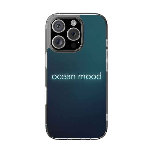 Dark Ocean Mood Neon Typography Case - MagSafe Compatible Minimalist Cover