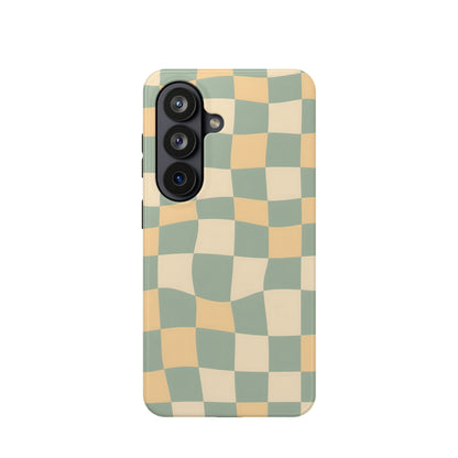 Wavy Sage & Cream Checkerboard Magnetic Case