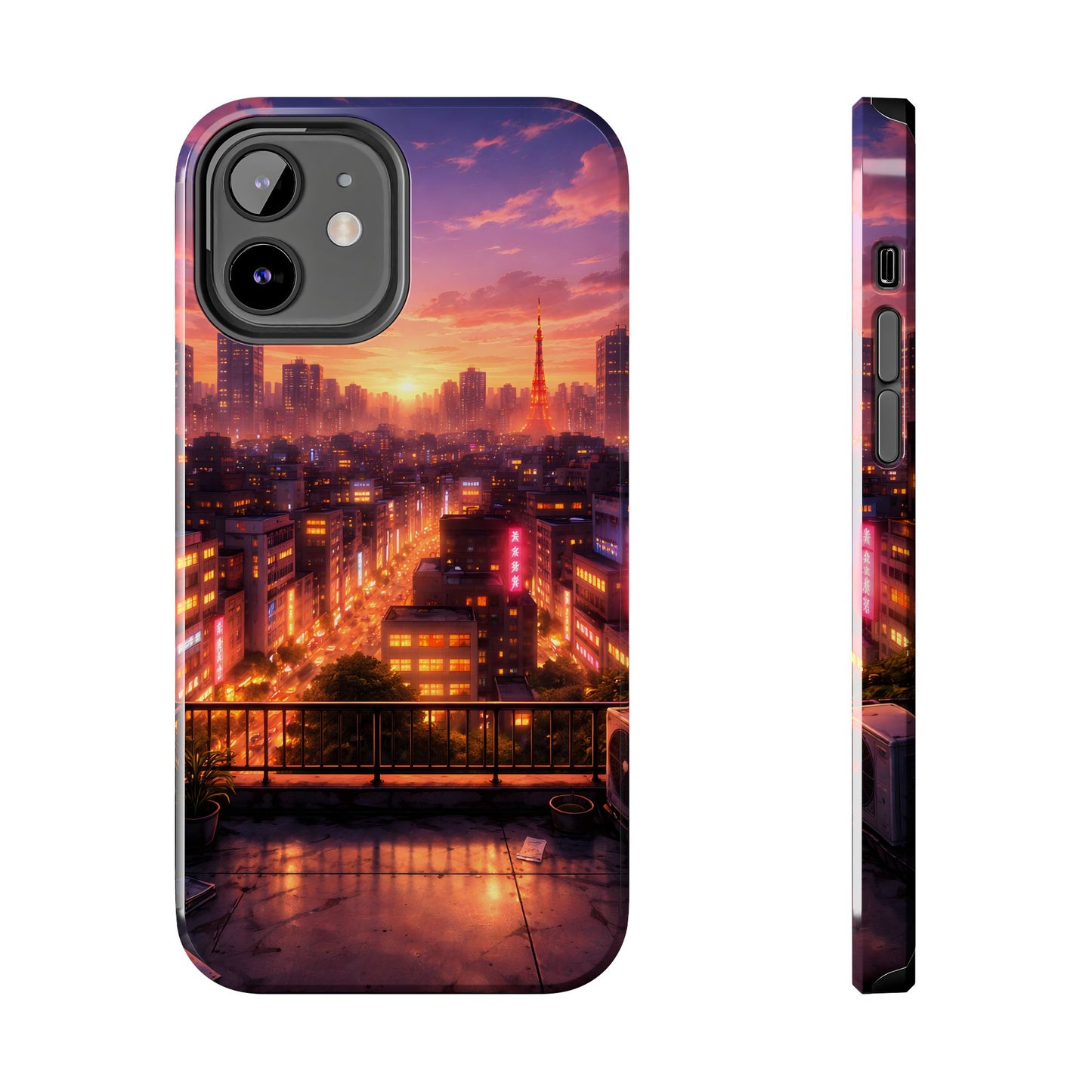 Tokyo Sunset Rooftop Tough Case - Urban Lo-Fi Skyline Cover for iPhone & Samsung