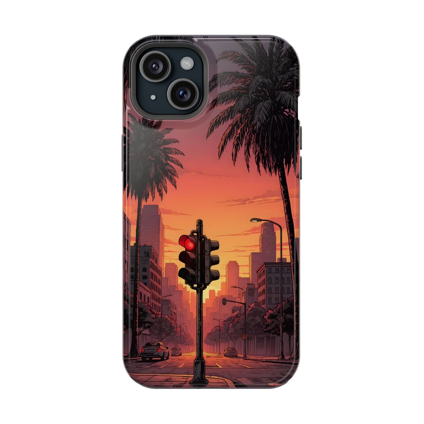 Lofi City Sunset: Aesthetic Urban Palm Tree MagSafe Case