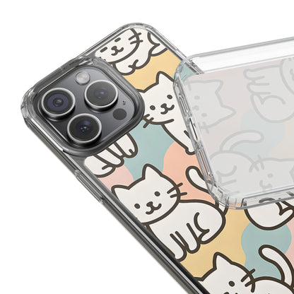 Clear White Cat Pattern Case - Kawaii Pastel Aesthetic Transparent Cover