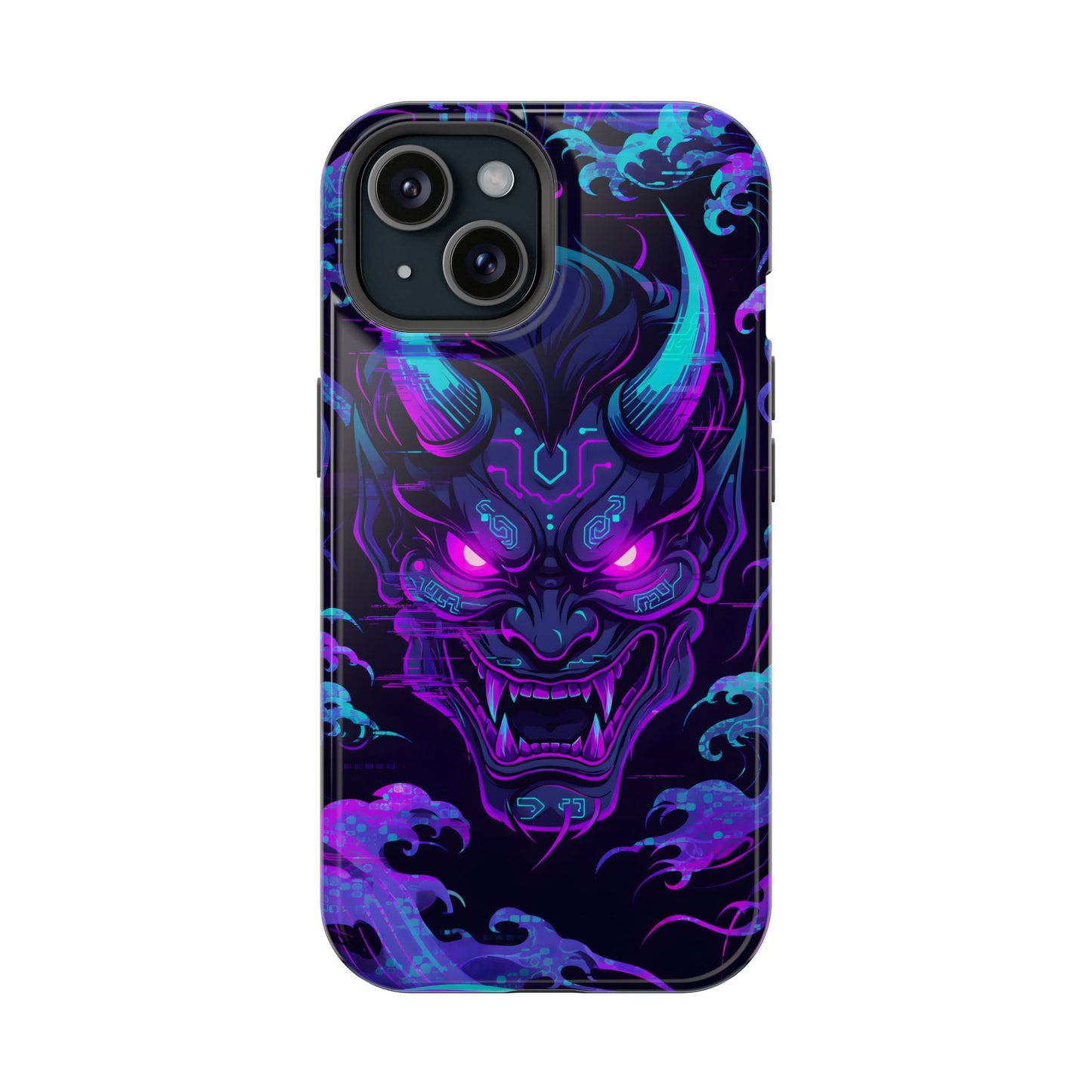 Cyber Oni: Neon Cyberpunk Japanese Mask MagSafe Case