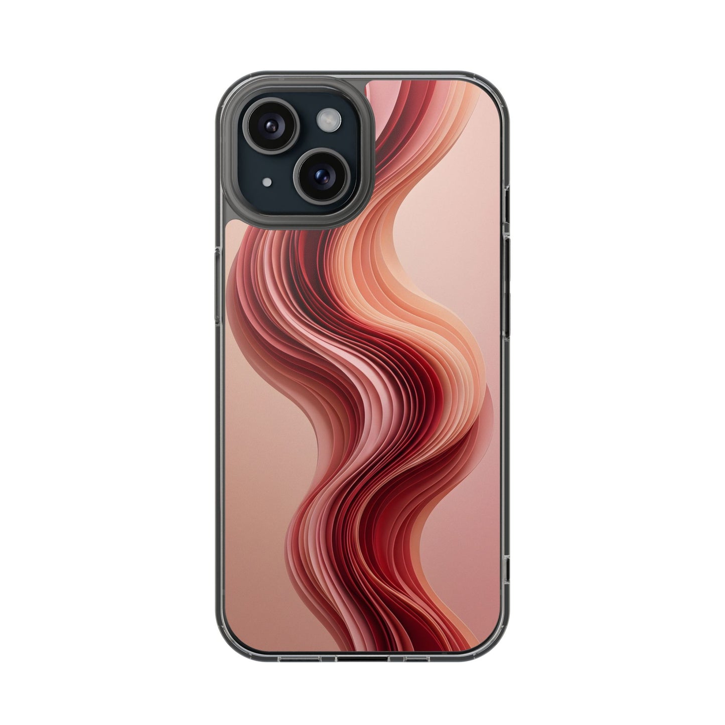 Terracotta Fluid Wave Clear Case - MagSafe Compatible Abstract Cover