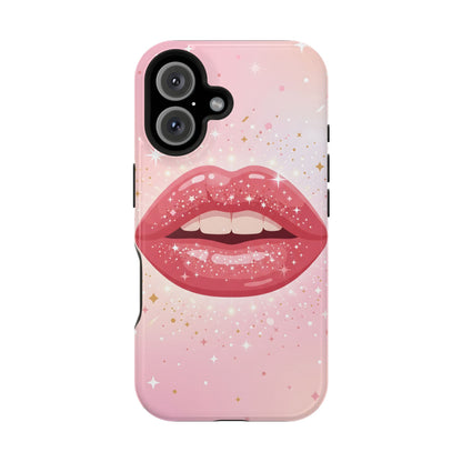 Glamorous Pink Glitter Lip Magnetic Impact Case