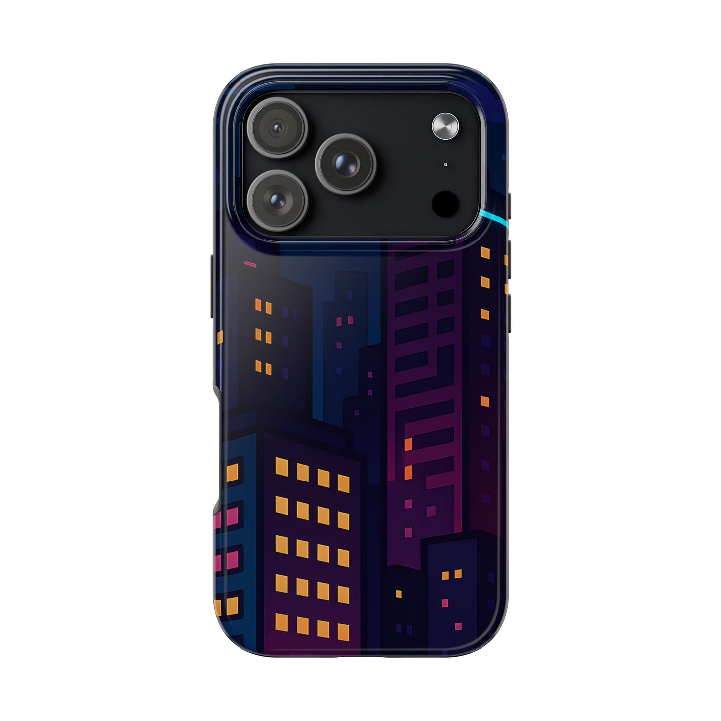 Neon City Skyline Tough Phone Case – Night Aesthetic Protective Cover for iPhone & Samsung