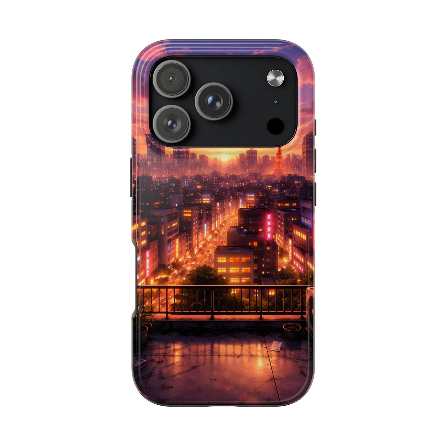 Tokyo Sunset Rooftop Tough Case - Urban Lo-Fi Skyline Cover for iPhone & Samsung