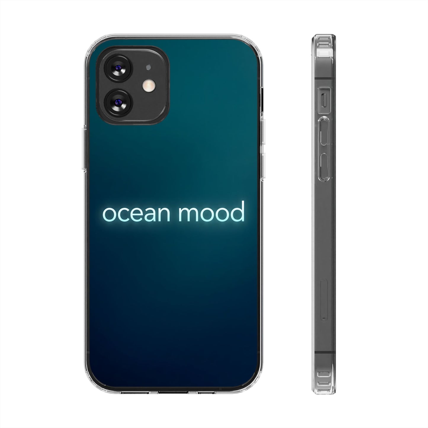 Dark Ocean Mood Neon Typography Case - MagSafe Compatible Minimalist Cover