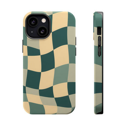 Forest Green Wavy Checkerboard Magnetic Case