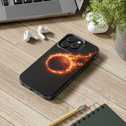 Flaming Basketball Tough Case - Fire Ball Sports Cover for iPhone & Samsung