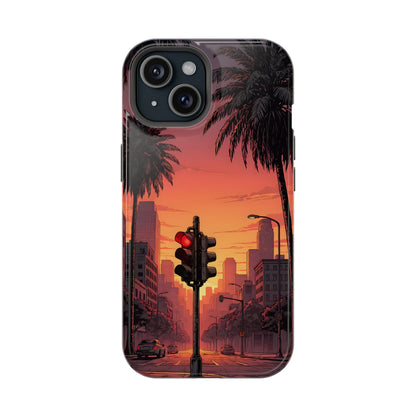 Lofi City Sunset: Aesthetic Urban Palm Tree MagSafe Case
