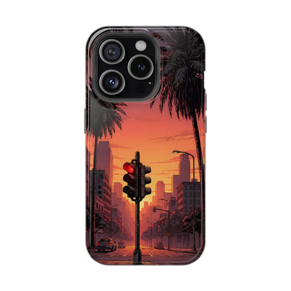 Lofi City Sunset: Aesthetic Urban Palm Tree MagSafe Case