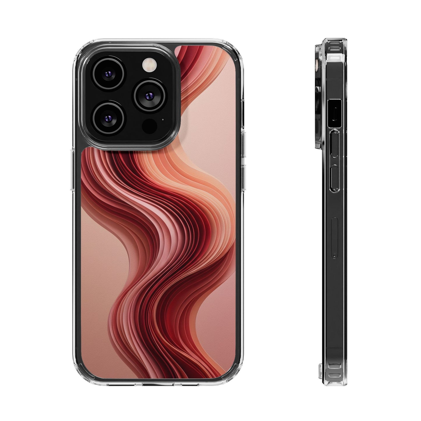 Terracotta Fluid Wave Clear Case - MagSafe Compatible Abstract Cover