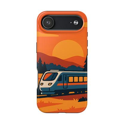 Golden Hour Express Tough Case - Minimalist Sunset Train Aesthetic Cover