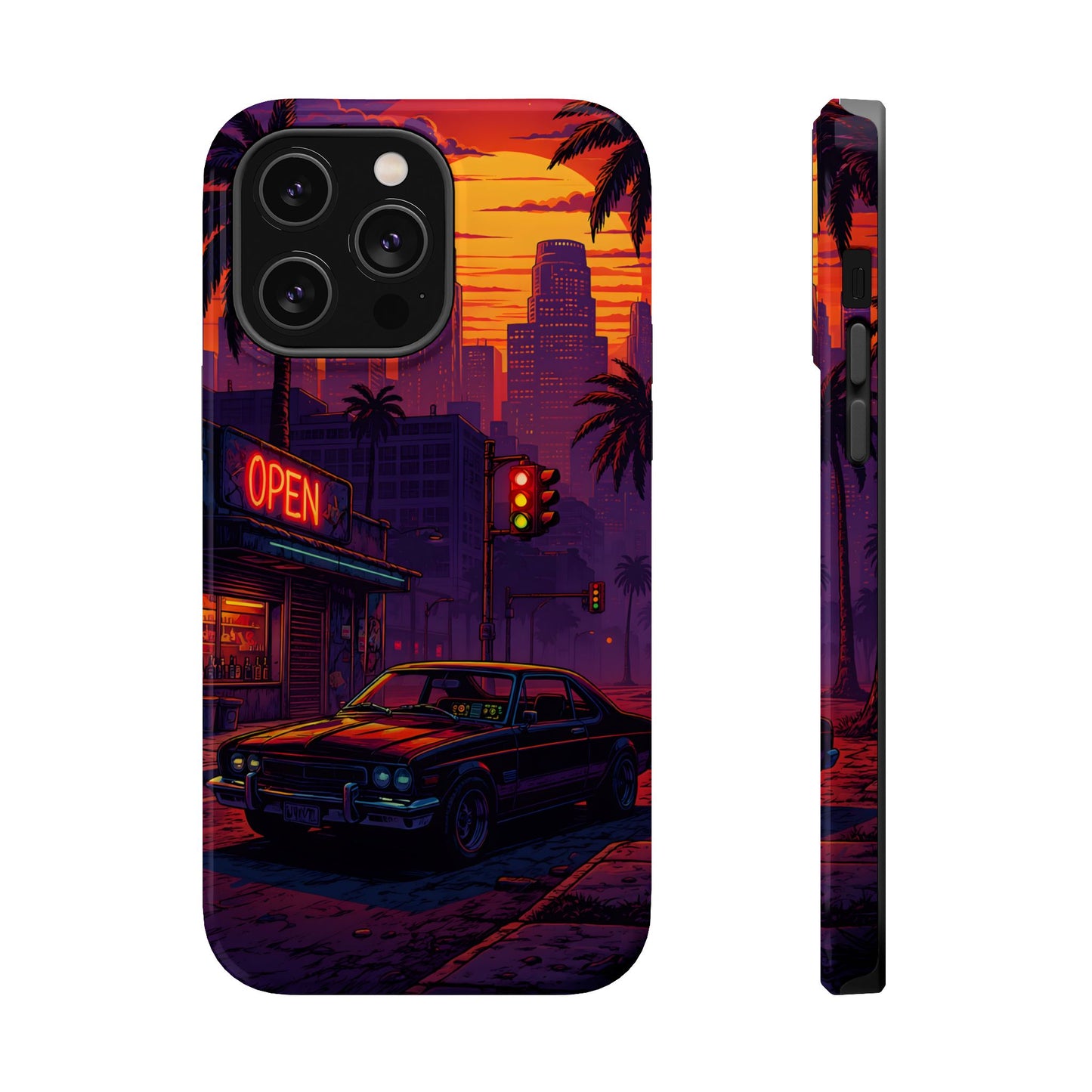 Lofi Midnight Drive: Retro Muscle Car MagSafe Case