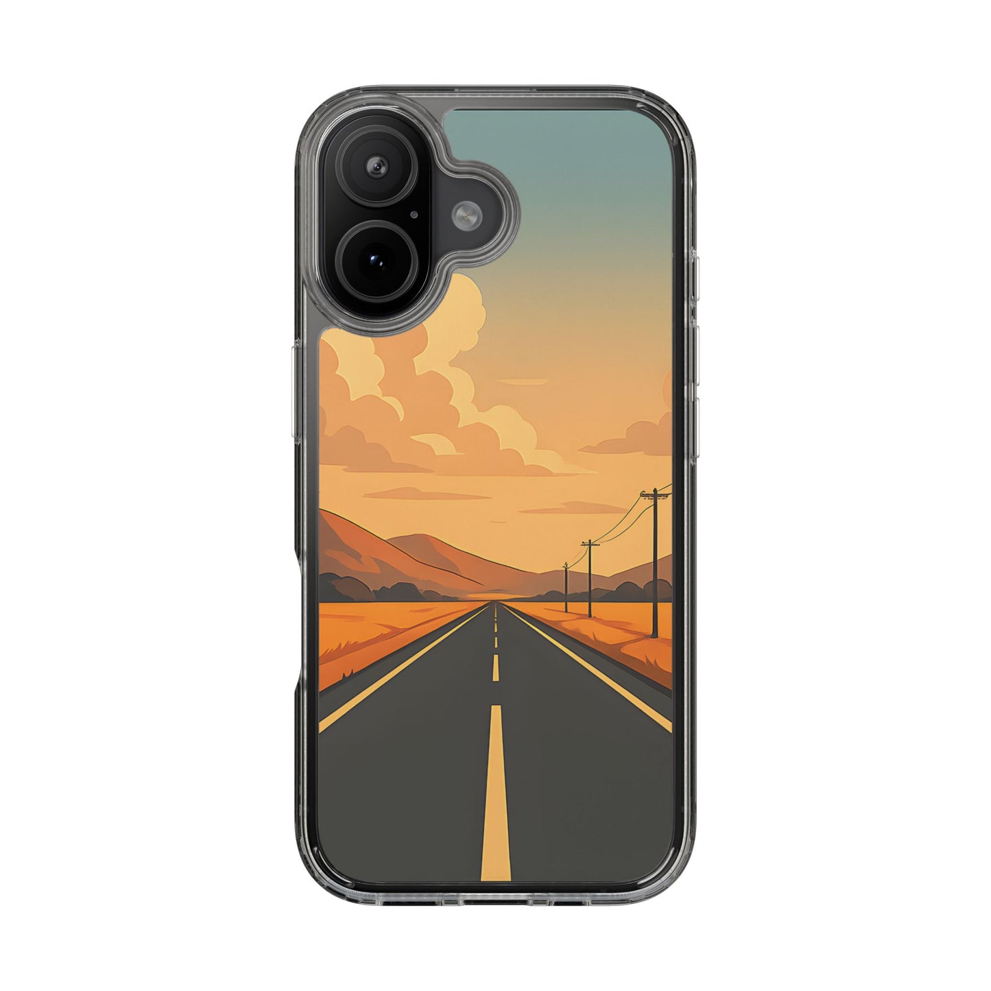 Clear Open Road Sunset Case - Minimalist Journey Aesthetic Transparent Cover