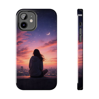 Dreamy Rooftop Sunset Tough Case - Lo-Fi Cityscape Cover for iPhone & Samsung