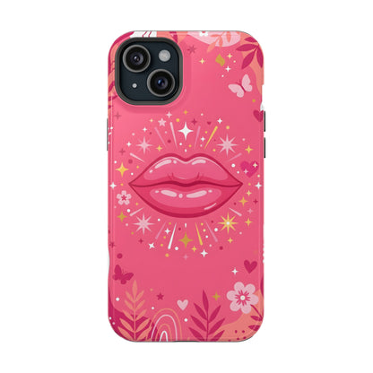 Retro Pink Kiss Floral Magnetic Impact Case