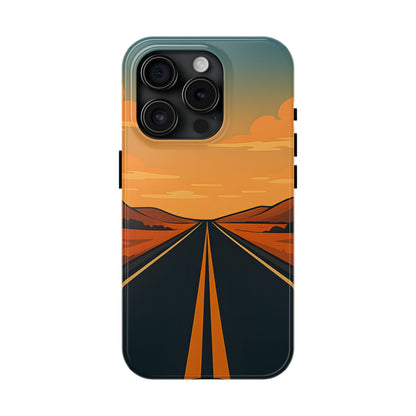 Endless Highway Tough Case - Minimalist Sunset Road Trip Aesthetic Cover