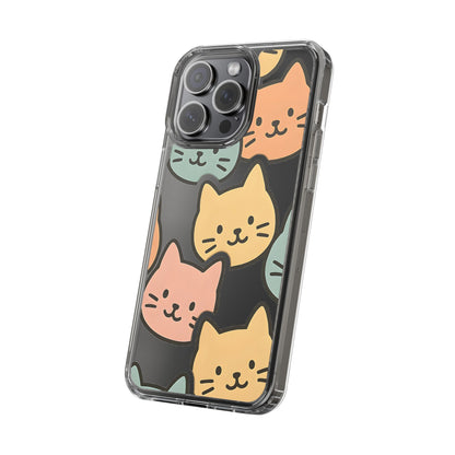 Clear Colorful Cat Pattern Case - Kawaii Aesthetic Transparent Cover for iPhone & Samsung