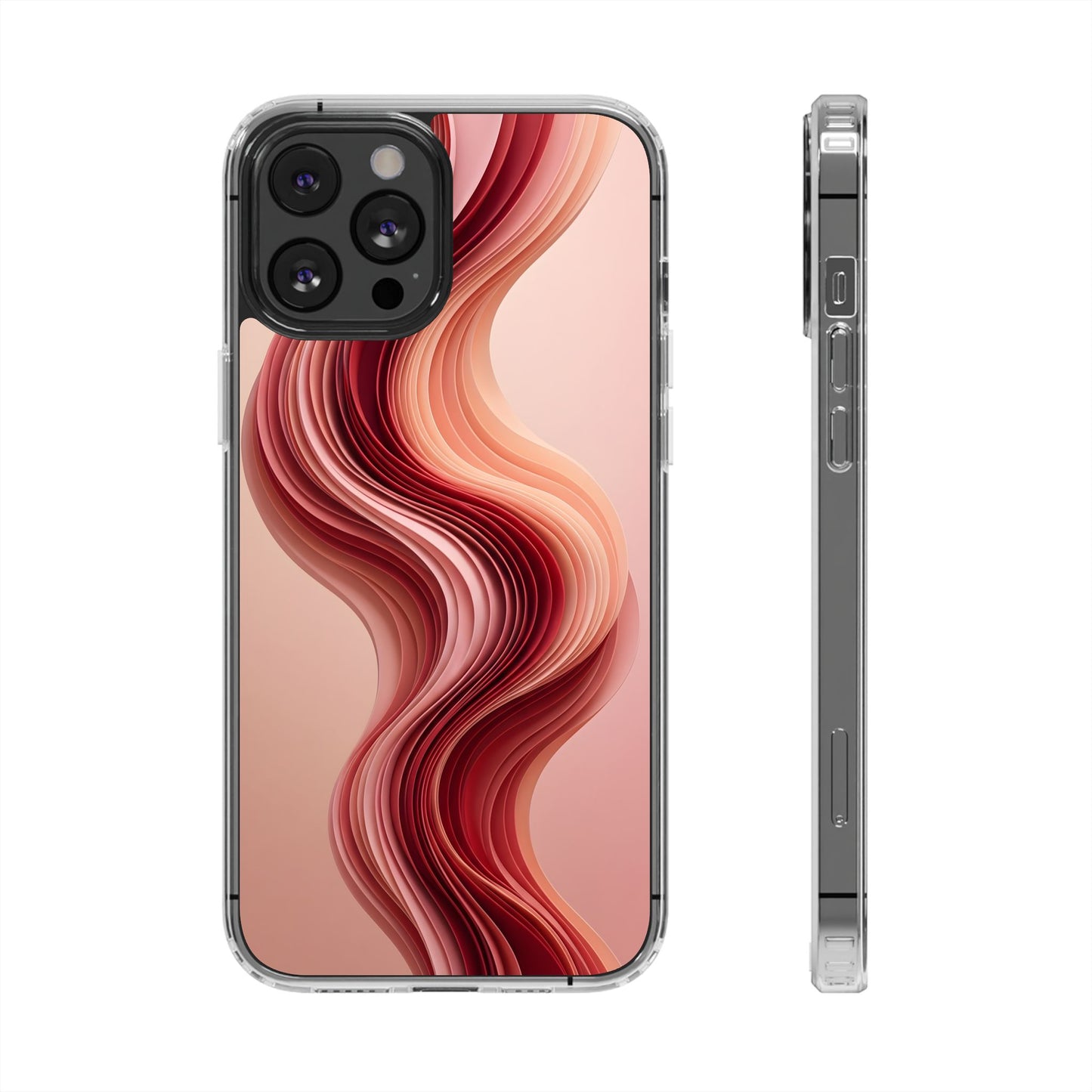 Terracotta Fluid Wave Clear Case - MagSafe Compatible Abstract Cover