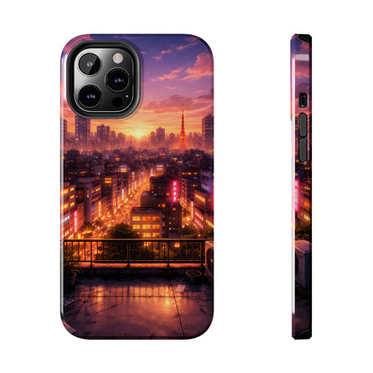 Tokyo Sunset Rooftop Tough Case - Urban Lo-Fi Skyline Cover for iPhone & Samsung