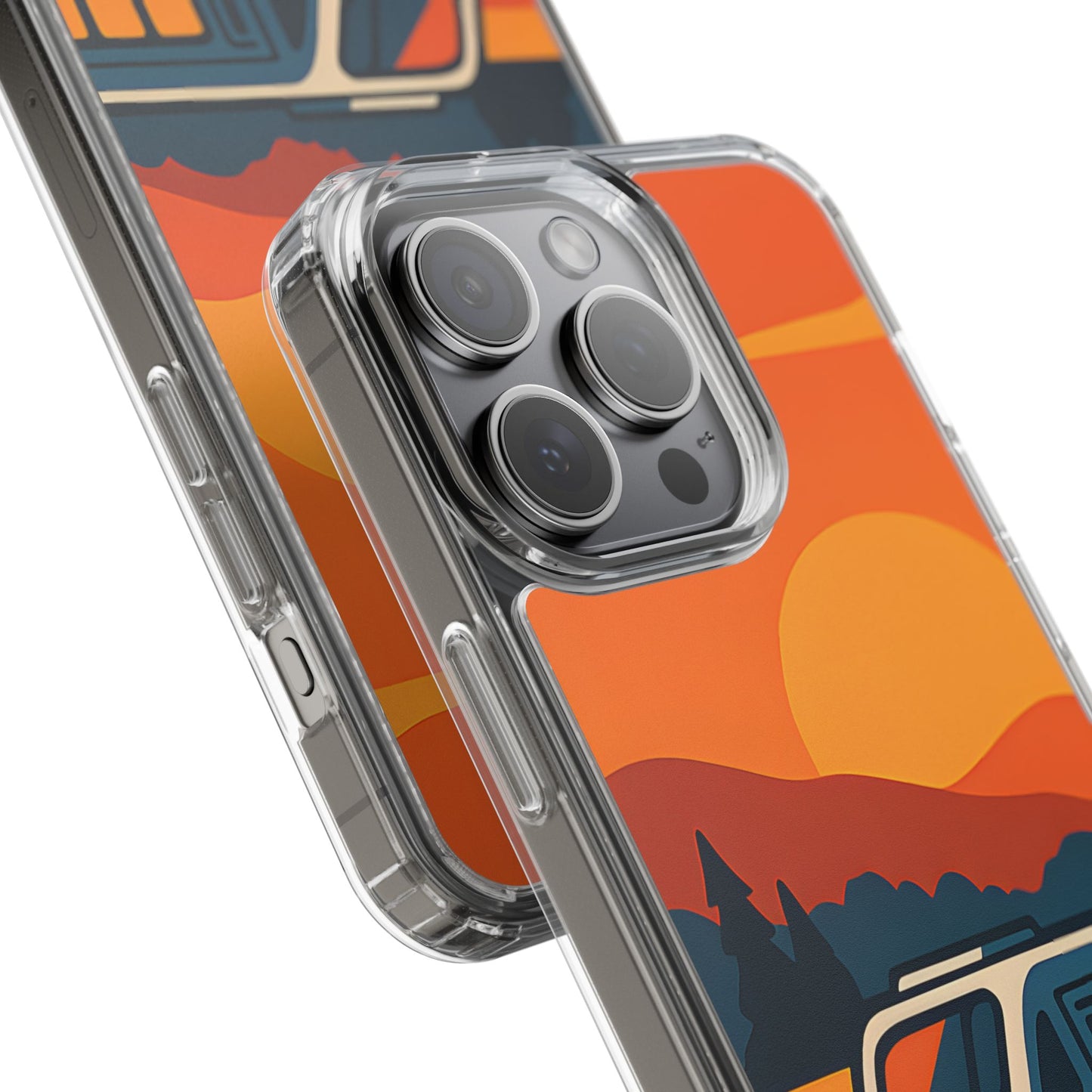 Clear Sunset Train Phone Case - Minimalist Travel Aesthetic Transparent Cover