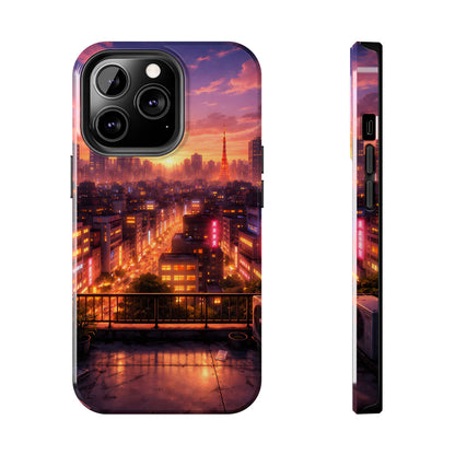 Tokyo Sunset Rooftop Tough Case - Urban Lo-Fi Skyline Cover for iPhone & Samsung