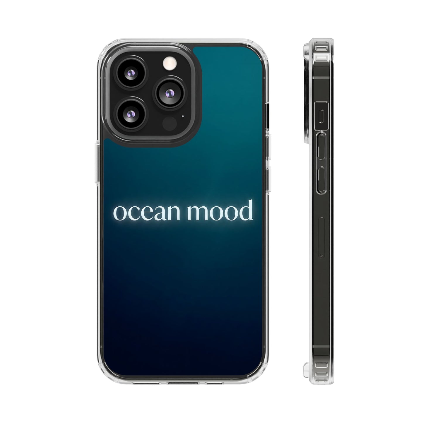 Dark Ocean Mood Clear Case - MagSafe Compatible Teal Gradient Cover
