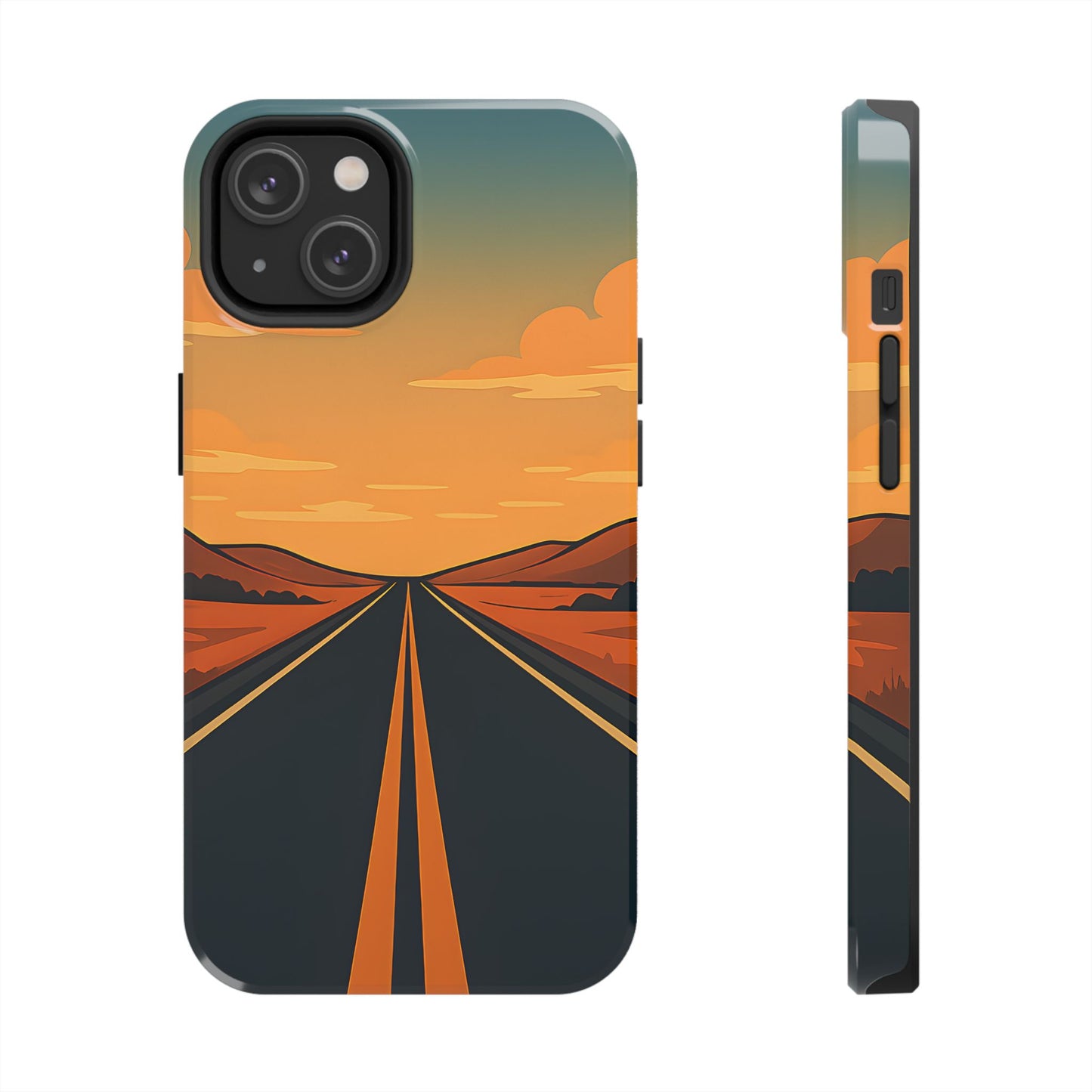 Endless Highway Tough Case - Minimalist Sunset Road Trip Aesthetic Cover