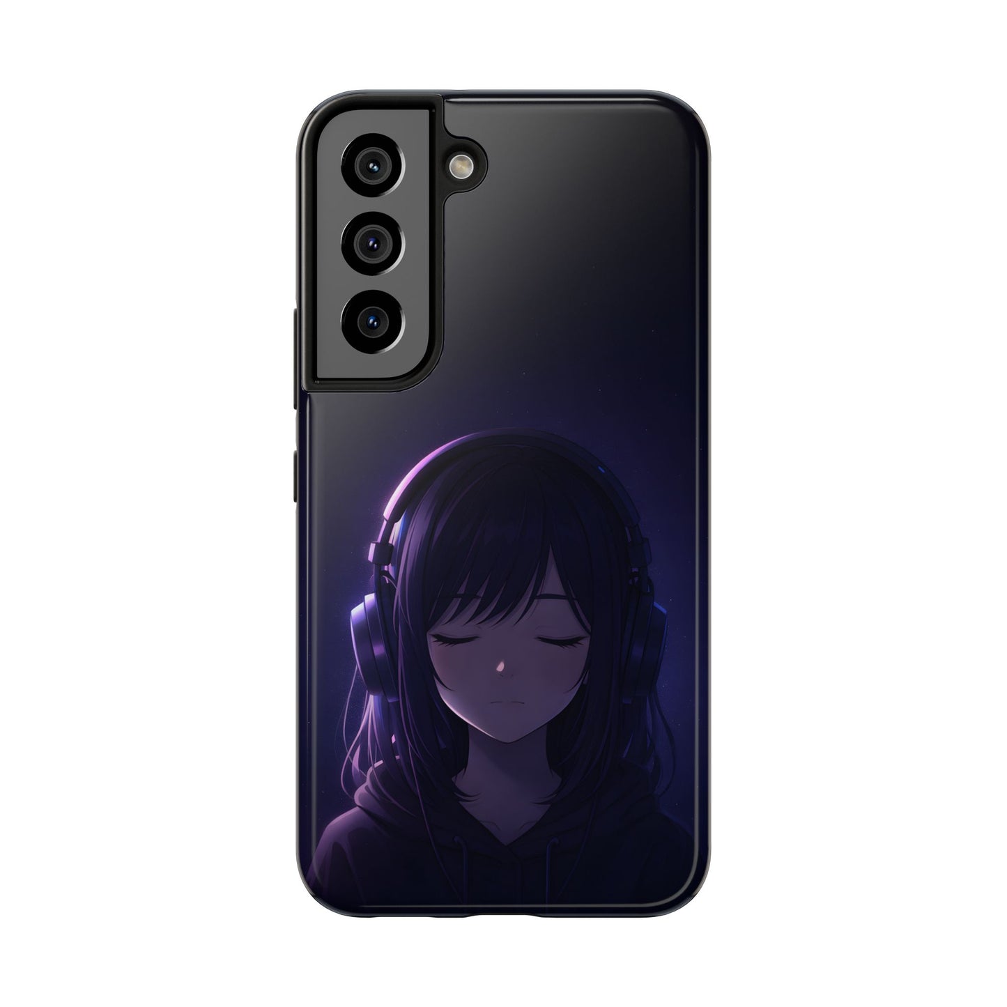 Midnight Lofi Anime Girl Tough Case - Deep Purple Music Cover for iPhone & Samsung