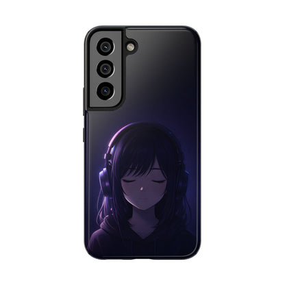 Midnight Lofi Anime Girl Tough Case - Deep Purple Music Cover for iPhone & Samsung