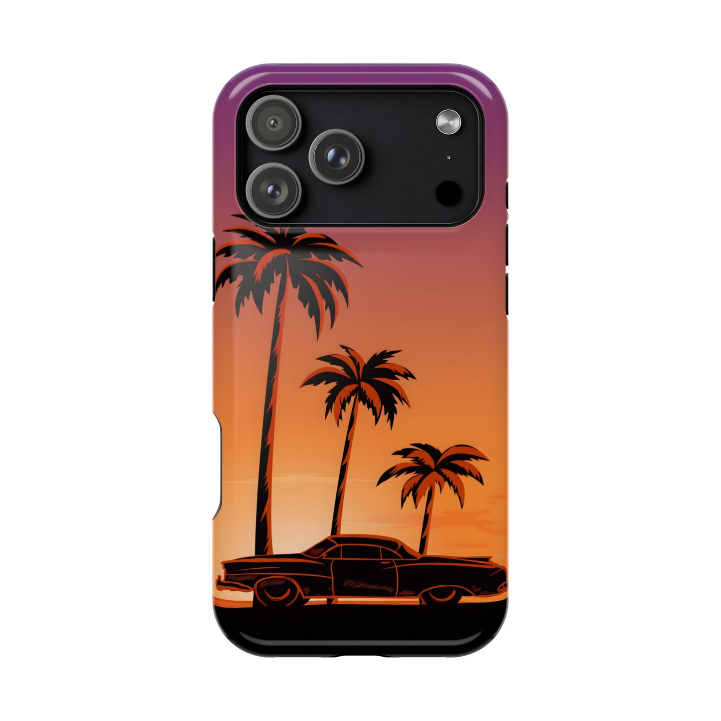 Retro Coastline: Vintage Car & Palm Sunset MagSafe Case