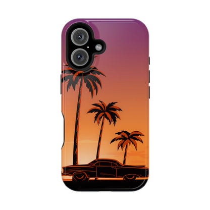 Retro Coastline: Vintage Car & Palm Sunset MagSafe Case