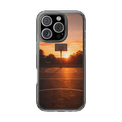 Clear Golden Hour Basketball Case - Urban Sunset Court Transparent Cover