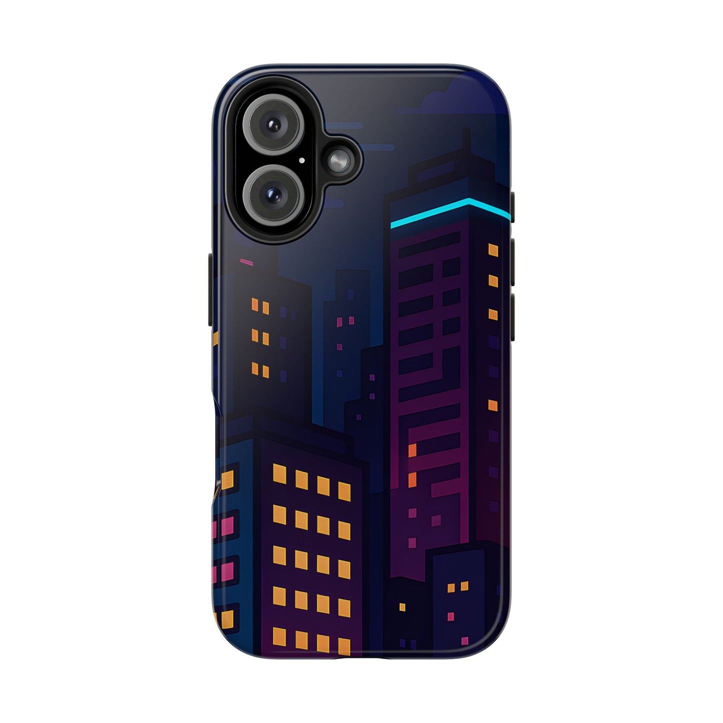 Neon City Skyline Tough Phone Case – Night Aesthetic Protective Cover for iPhone & Samsung