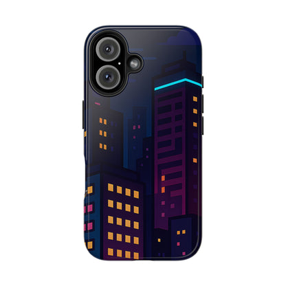 Neon City Skyline Tough Phone Case – Night Aesthetic Protective Cover for iPhone & Samsung