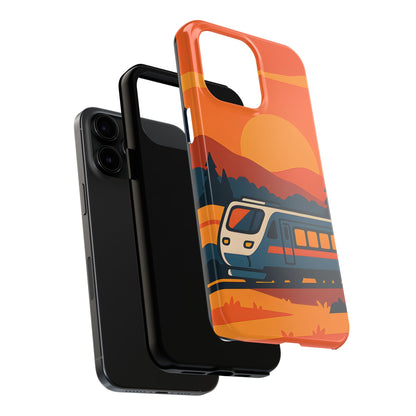 Golden Hour Express Tough Case - Minimalist Sunset Train Aesthetic Cover