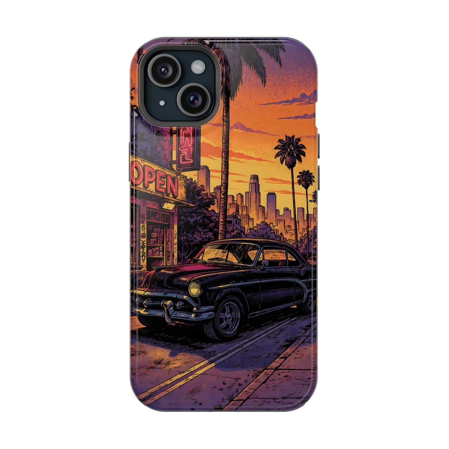 Retro Boulevard: Lofi Sunset Classic Cruiser MagSafe Case