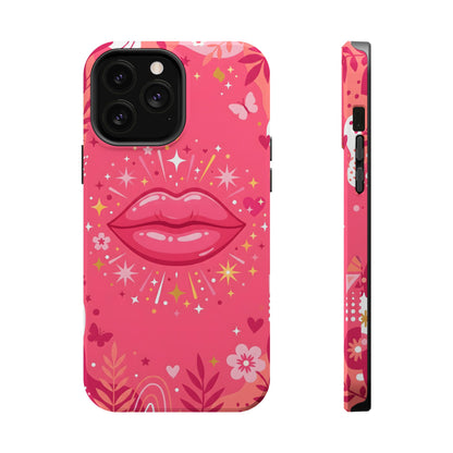 Retro Pink Kiss Floral Magnetic Impact Case