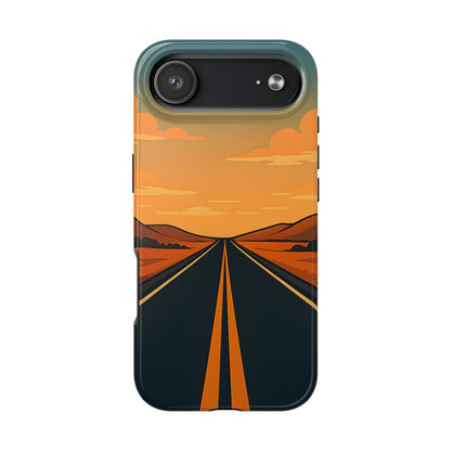 Endless Highway Tough Case - Minimalist Sunset Road Trip Aesthetic Cover