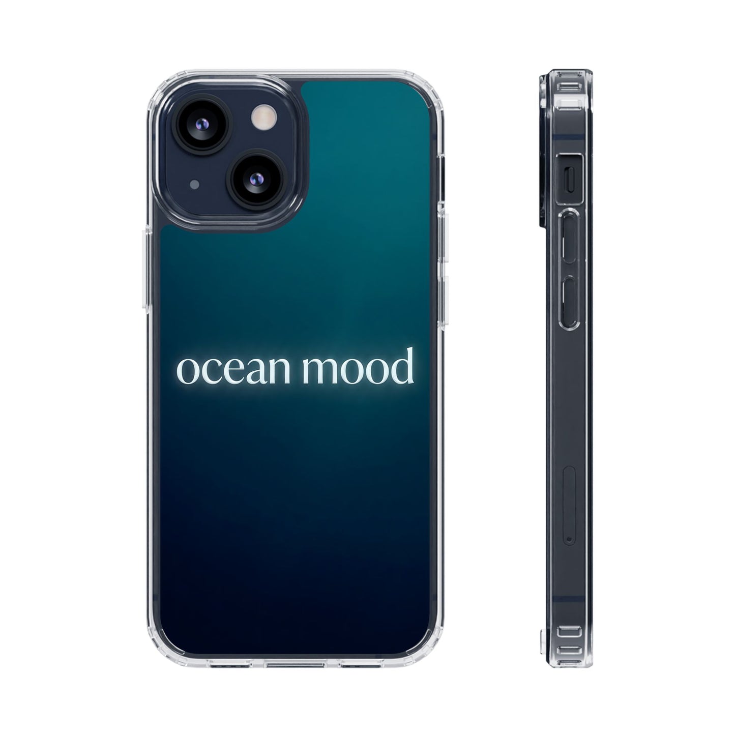 Dark Ocean Mood Clear Case - MagSafe Compatible Teal Gradient Cover
