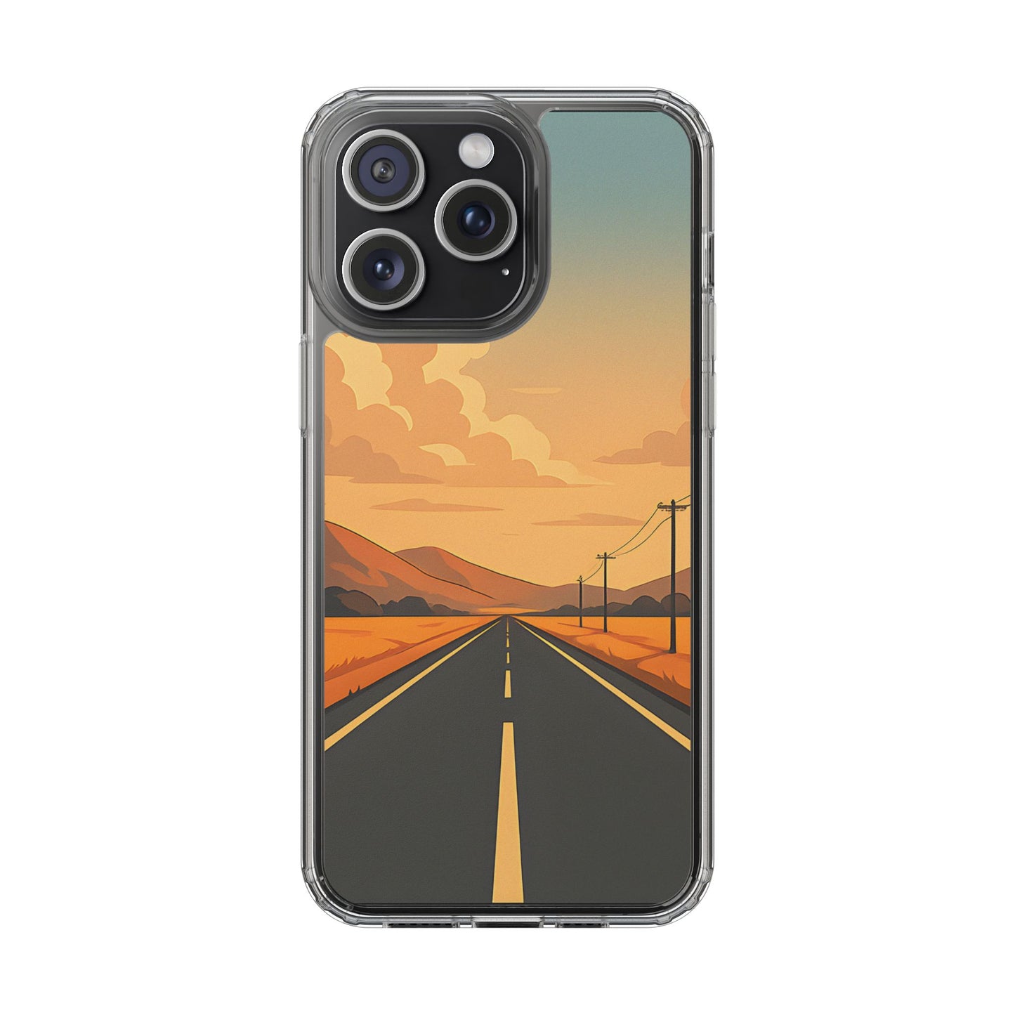 Clear Open Road Sunset Case - Minimalist Journey Aesthetic Transparent Cover