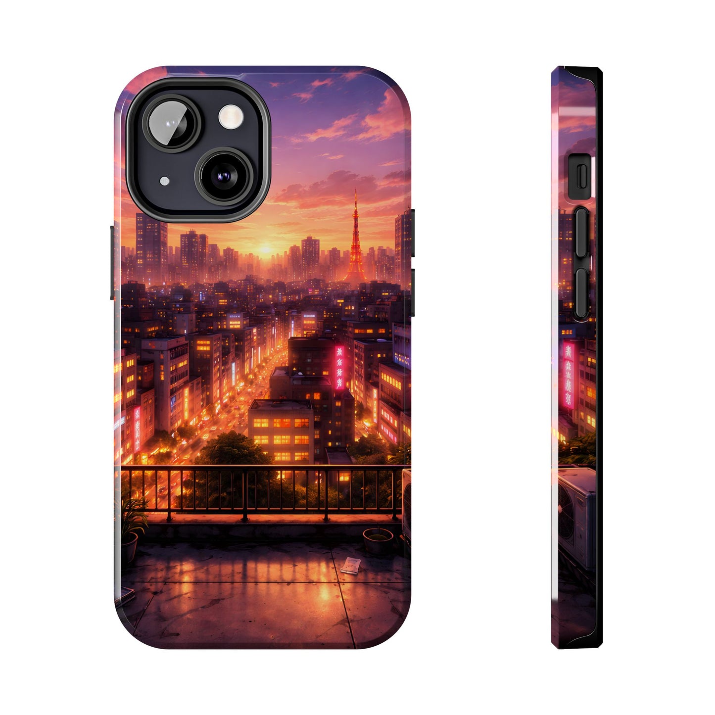 Tokyo Sunset Rooftop Tough Case - Urban Lo-Fi Skyline Cover for iPhone & Samsung