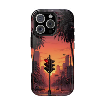 Lofi City Sunset: Aesthetic Urban Palm Tree MagSafe Case