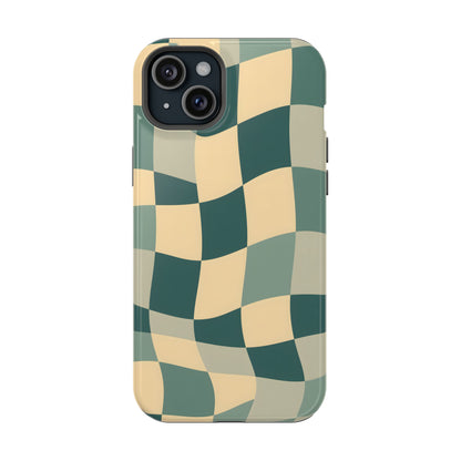 Forest Green Wavy Checkerboard Magnetic Case
