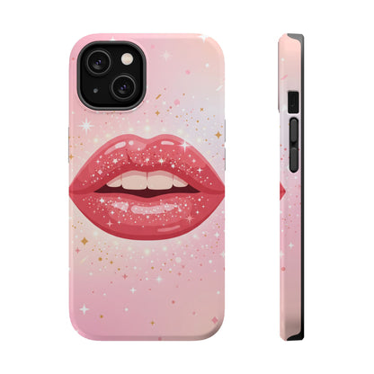 Glamorous Pink Glitter Lip Magnetic Impact Case