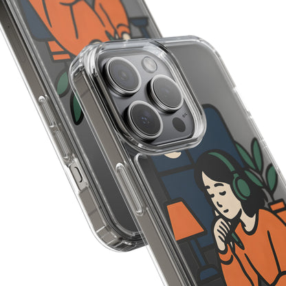 Clear Lofi Study Girl Case - Minimalist Aesthetic Transparent Cover for iPhone & Samsung